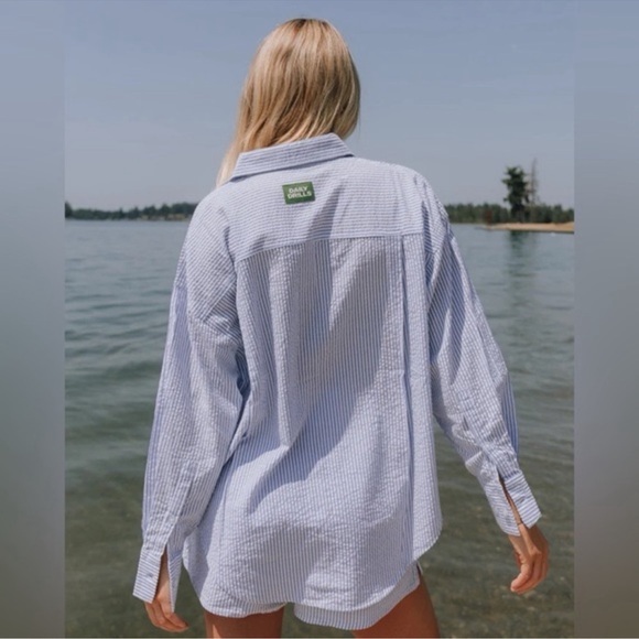 Daily Drills Tops - Daily Drills Light Blue Striped Button-Down Shirt